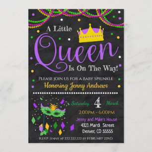 Mardi Gras Girl Baby Shower Invitation