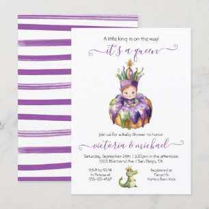 Mardi Gras Girl Baby Shower Invitation