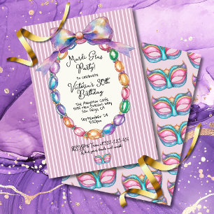 Mardi Gras Girly Party Invitation