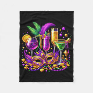 Mardi Gras Gl Of Wine Drinking Team Wine Festival  Fleece Blanket
