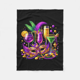 Mardi Gras Gl Of Wine Drinking Team Wine Festival Fleece Blanket