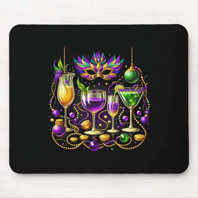 Mardi Gras Gl Of Wine Drinking Team Wine Festival  Mouse Mat (Front)