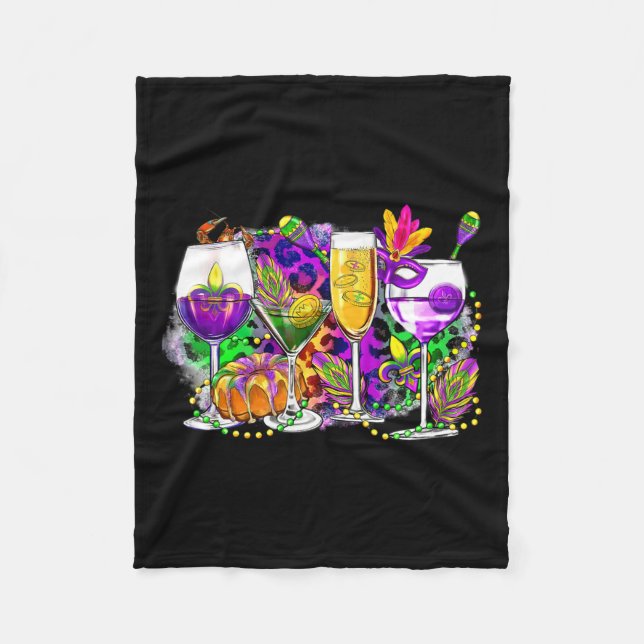 Mardi Gras Gl Of Wine  Fleece Blanket (Front)