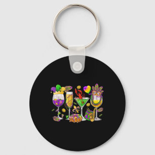 Mardi Gras Gl Of Wine Funny Drinking Wine Festival Key Ring