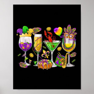 Mardi Gras Gl Of Wine Funny Drinking Wine Festival Poster