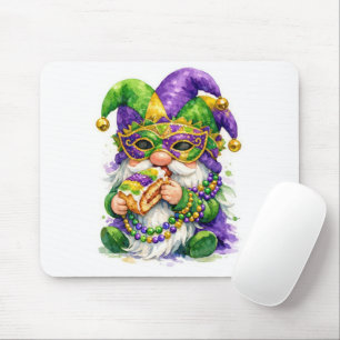Mardi Gras Gnome Eating King Cake Mouse Mat