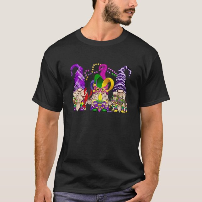 Mardi Gras Gnomes Jester Hat Gnomes Men Womens T-Shirt (Front)
