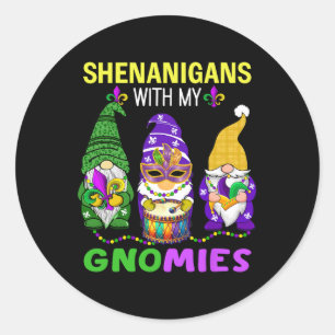 Mardi Gras Gnomes Leopard Carnival New Orleans Tri Classic Round Sticker