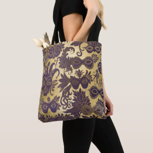Mardi Gras Gold and Purple Masks Tote Bag