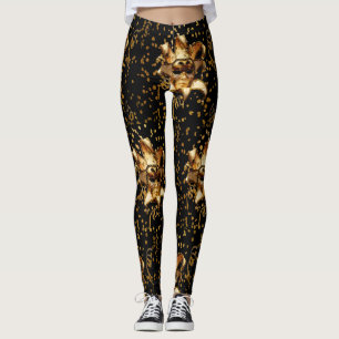 Mardi Gras Gold Mask And Confetti Leggings