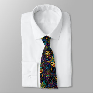 Mardi Gras Gold Masks Tie