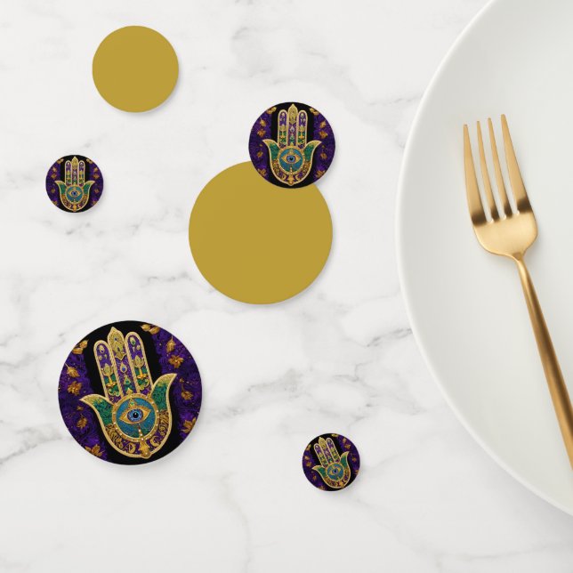 Mardi Gras Gold Purple Green Hamsas Art Confetti (Group)