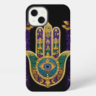 Mardi Gras Gold Purple Green Hamsas Art iPhone 13 Case