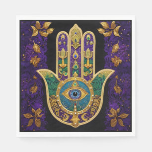 Mardi Gras Gold Purple Green Hamsas Art Napkin