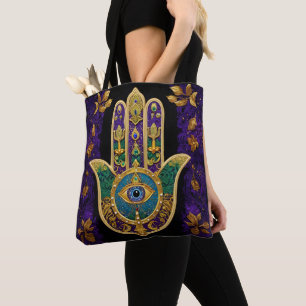 Mardi Gras Gold Purple Green Hamsas Art Tote Bag