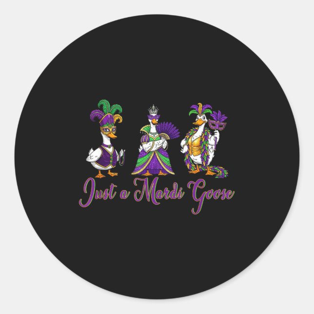 Mardi Gras Goose 2026 Gift Funny Tee Men,women  Classic Round Sticker (Front)