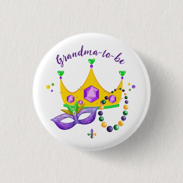 Mardi Gras Grandma-to-be 3 Cm Round Badge (Front)