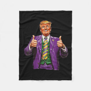 Mardi Gras Great Again Donald Trump American Flag Fleece Blanket