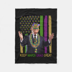 Mardi Gras Great Funny Trump Mardi Gras 2020 Flag Fleece Blanket