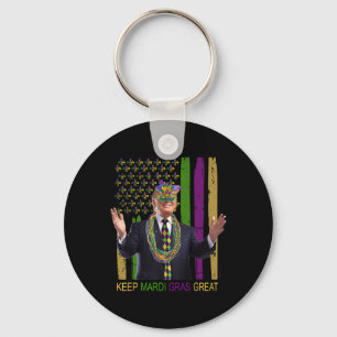 Mardi Gras Great Funny Trump Mardi Gras 2020 Flag Key Ring