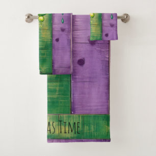 Mardi Gras   Green Gold Purple   Carnival  Bath Towel Set