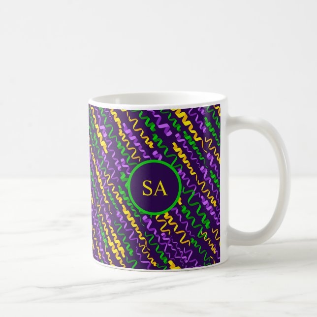 Mardi Gras Green Golden Purple Ribbons  Coffee Mug (Right)