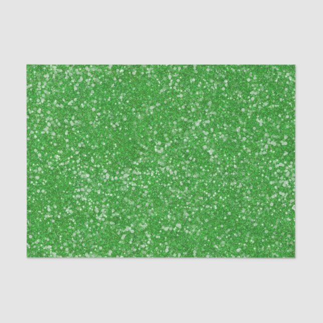 Mardi Gras Green Solid Colour Faux Glitter Bling Tissue Paper (Front)