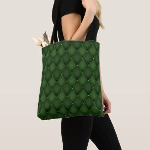 MARDI GRAS GREEN TUFTED DIAMOND PATTERN TOTE BAG
