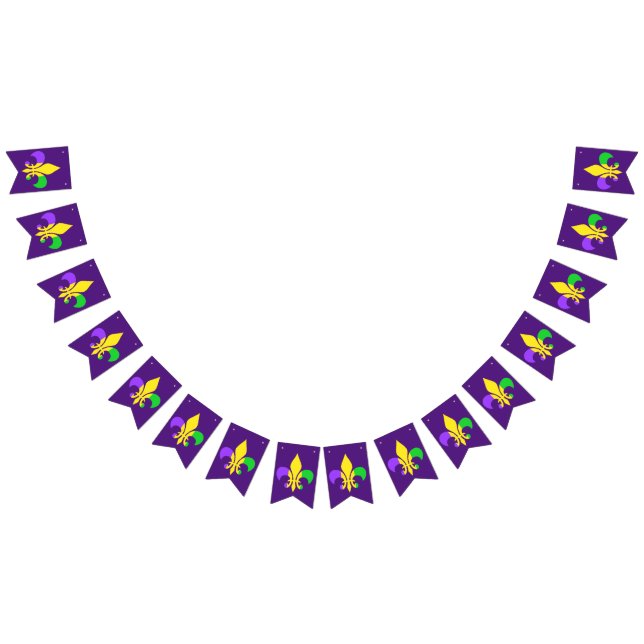 Mardi Gras Green Yellow Purple Fleur-de-Lis Bunting (All)
