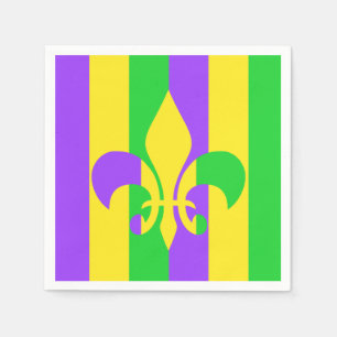Mardi Gras Green Yellow Purple Fleur-de-Lis Napkin