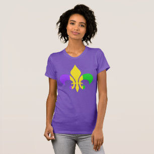 Mardi Gras Green Yellow Purple Fleur-de-Lis T-Shirt