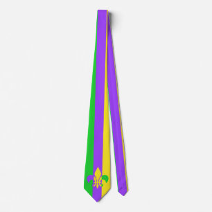 Mardi Gras Green Yellow Purple Fleur-de-Lis Tie