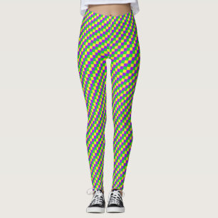 Mardi Gras Green, Yellow, Purple Squares Leggings