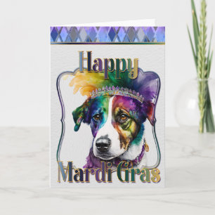 Mardi Gras Greeting Card, Mardi Gras Jack Russell Card
