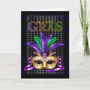 Mardi Gras Greeting Card, Mardi Gras Mask  Card