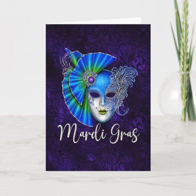 Mardi Gras Greeting Card, Mardi Gras Mask Card (Front)
