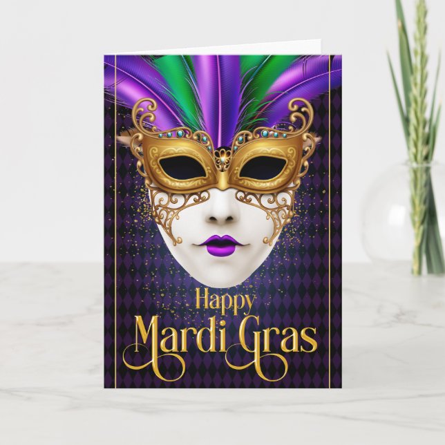 Mardi Gras Greeting Card, Mardi Gras Mask Card (Front)