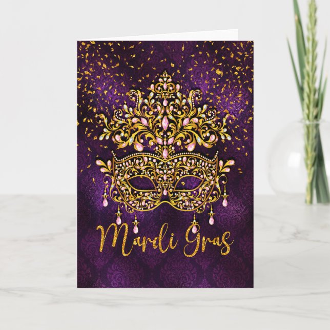 Mardi Gras Greeting Card, Mardi Gras Mask Card (Front)