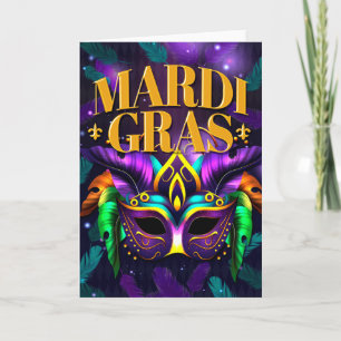 Mardi Gras Greeting Card, Mardi Gras Mask Card