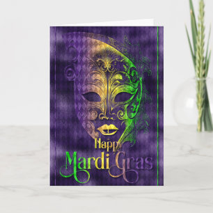 Mardi Gras Greeting Card, Mardi Gras Mask Card
