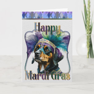 Mardi Gras Greeting Card, Mardi Gras Rottweiler Card