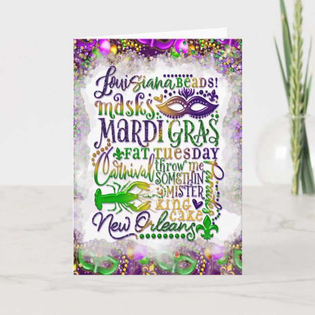 Mardi Gras Greeting Card, Mardi Gras Sayings Card (Front)