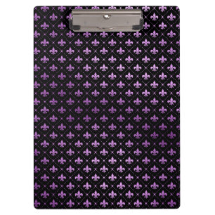 Mardi Gras Grid Bright Purple Fleur De Lis NOLA Clipboard