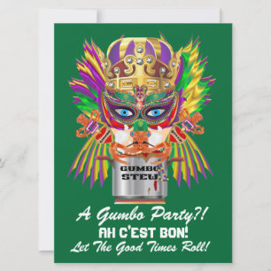 Mardi Gras Gumbo Queen View Hints please Invitation