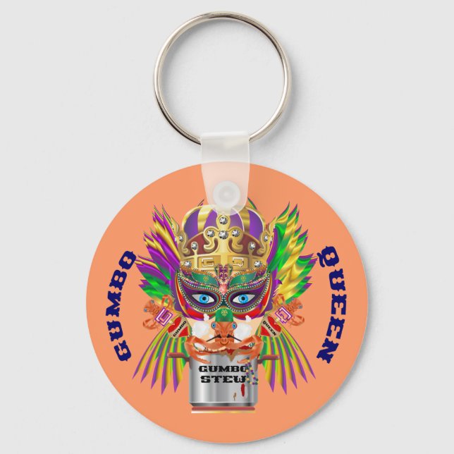 Mardi Gras Gumbo Queen View Hints please Key Ring (Front)