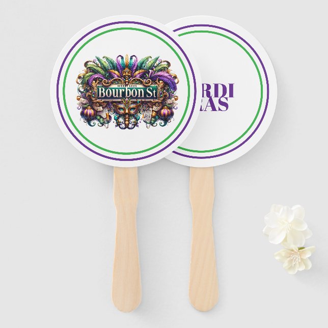 Mardi Gras Hand Fan (Front and Back)