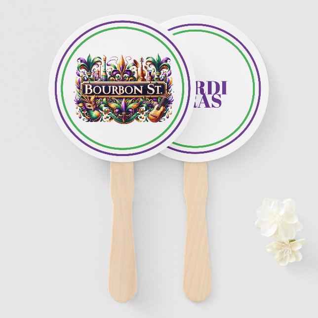 Mardi Gras Hand Fan (Front and Back)