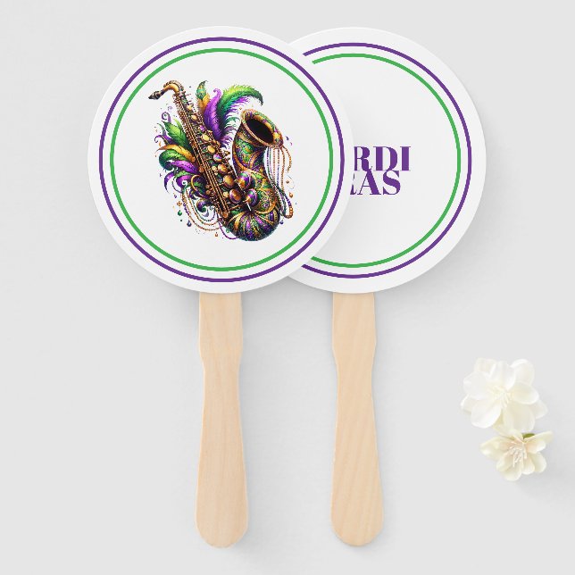 Mardi Gras Hand Fan (Front and Back)