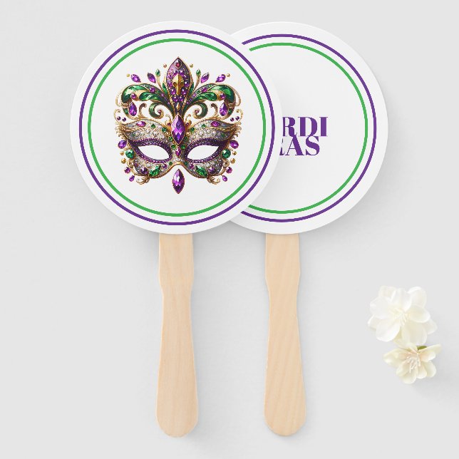 Mardi Gras Hand Fan (Front and Back)