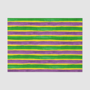 Mardi Gras Hand Painted Purple Green Gold Stripes Tissue Paper